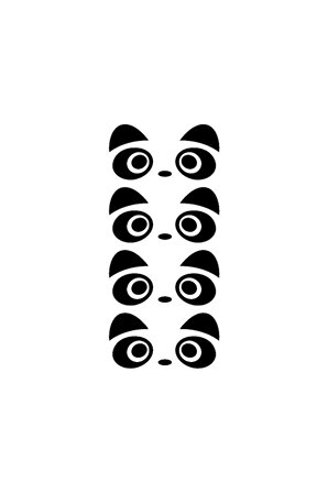 Sevimli Panda Yüz Tasarımi Su Geçirmez Çıkarılabilir Oto Sticker 4 Adet 27*12 Cm