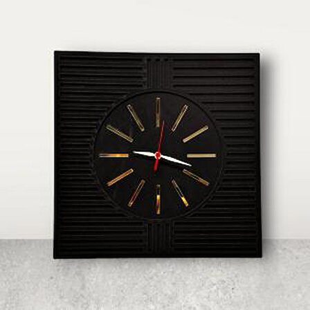 VİATOM Özel Çubuklu Siyah Duvar Saati 50 cm x 50 cm