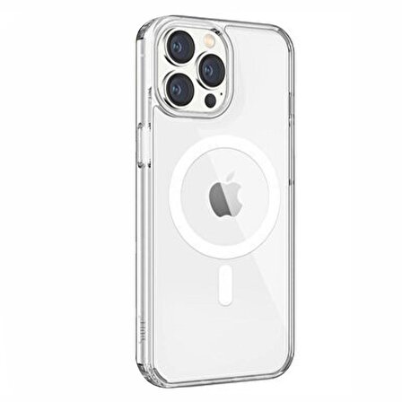 Apple iPhone 14 Pro Max MagSafe Kamera Korumalı Şeffaf Silikon Kılıf