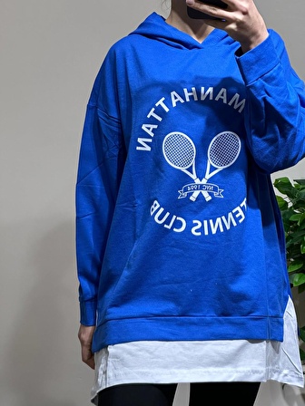 Tenis Baskılı Sweatshirt Saks