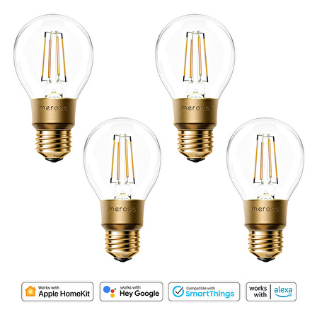 Meross Wifi Uzaktan Kontrollü 810L/60W Filament 4'lü Led Ampul Seti Sarı Işık