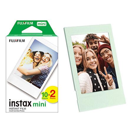 Instax Mini 12 Makine Uyumlu 20'li Film ve Yeşil Fotoğraf Çerçevesi