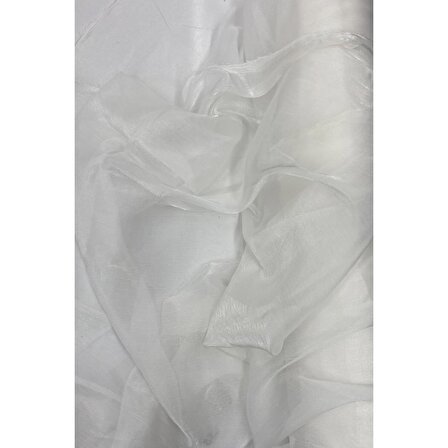 Abiye Elbiselik Işıltılı Tül Cam Organze Kumaş Kırık Beyaz