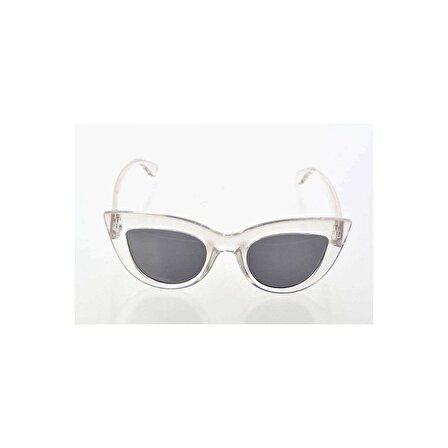 Şeffaf Beyaz Çerçeve Cat Eye Kadın Güneş Gözlüğü