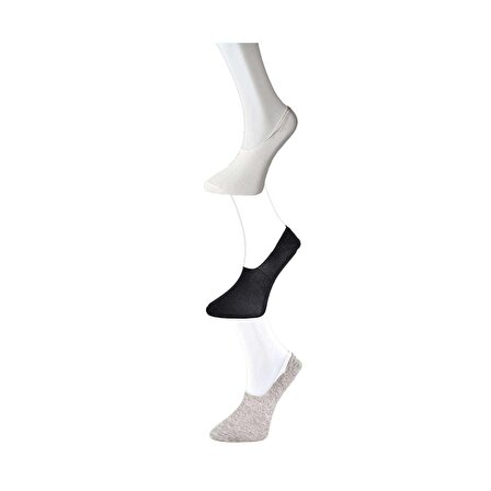 Siyah Gri ve Beyaz Erkek Babet Çorap 3 çift