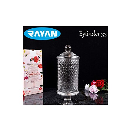Rayan 33  Cm Eylinder Fanus Şekerlik