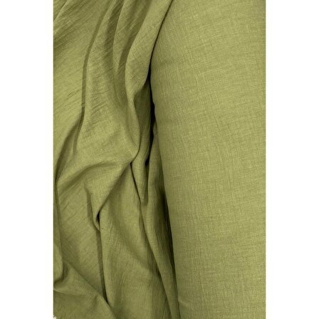 Keten Kumaş - Organik Kumaş - Perde Kumaşı - Ince Keten - Kıyafet Için Kumaş Örtü Haki Yeşil 82