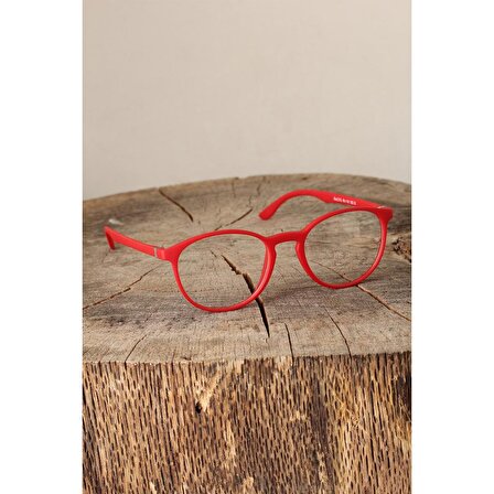 Kırmızı Renk Oval Mat  Bayan Gözlük