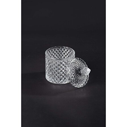 Kristal Desen Noktalı Şekerlik İşleme Kapaklı Çay Sunum 8 x 8 cm
