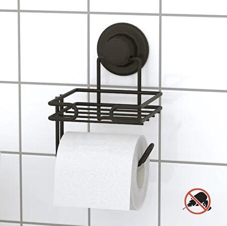 Vakumlu Tuvalet Kağıdı Askısı Yedekli 2 li Siyah