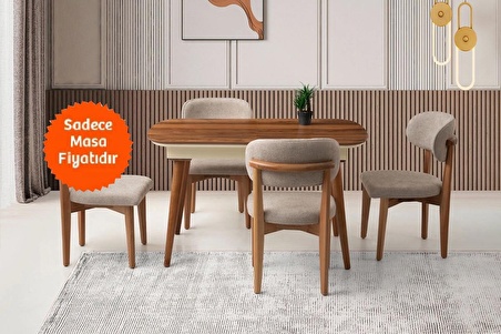 Ortadan Açılır Büyüyen Yemek Masası Ceviz 80x130cm SADECE MASA FİYATIDIR