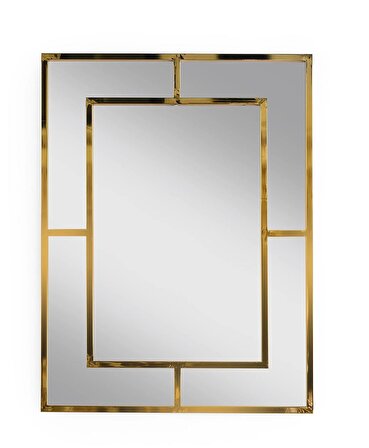 Dekoratif Dikdörtgen Gold Çerçeveli Ayna 120cmx90cm
