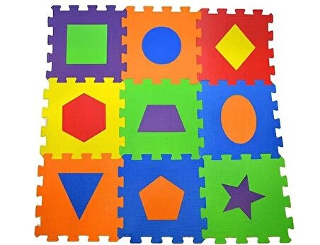 Eva Puzzle Oyun Matı Minder 7mm Geometrik Şekiller 33x33cm 9 Adet