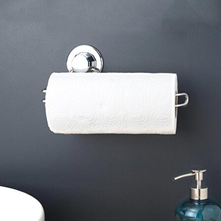 Paslanmaz Vakumlu Banyo Mutfak Kağıt Havlu Askılığı Krom