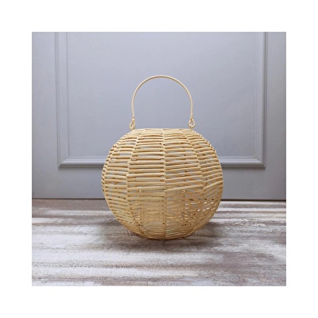 Dekoratif Yuvarlak Rattan Fener 28 cm