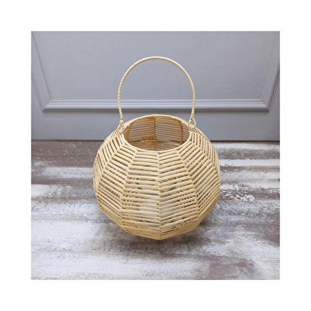 Dekoratif Yuvarlak Rattan Fener 28 cm