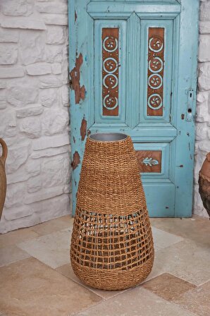 Dekoratif Desenli Agız Vazo Sepet Saksılık 19x71cm