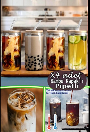 4lü Bambu Kapaklı Pipetli Cool Lime Bardak Seti Borosilikat Cam Pinterest Sunum Bardak Hediyelik