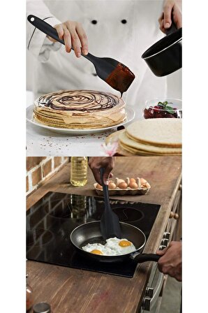6'Lı Mutfak Servis Seti Pasta Slikon Yumurta Fırçası Kaşık Bıçak Spatula Seti