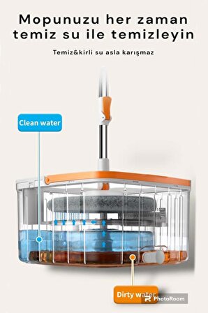 Temiz&Kirli Su Ayrım Teknolojisi Otomatik Temizlik Seti Yenilenen Tasarım Kare Başlık Yedek 5 Moplu Set