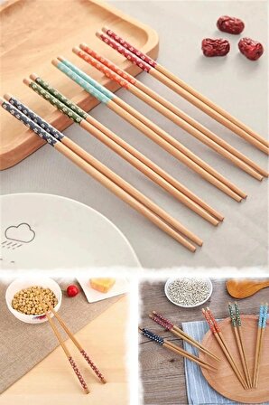 10 Çift Doğal Bambu Desenli Chopstick El Yapımı Pratik Yıkanabilir Çin Yemek Chopstick Çubukları