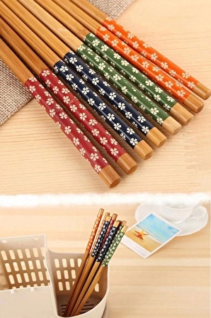 10 Çift Doğal Bambu Desenli Chopstick El Yapımı Pratik Yıkanabilir Çin Yemek Chopstick Çubukları