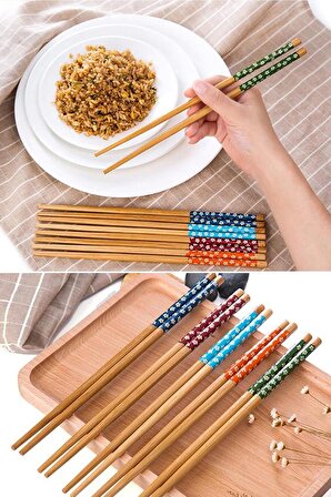 Doğal Bambu Desenli Chopstick El Yapımı Pratik Yıkanabilir Çin Yemek Chopstick Çubukları