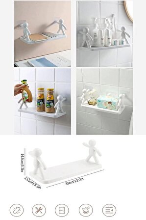 Kendinden Yapışkanlı Craft Banyo Rafı Baharatlık Mutfak Organizer Duvara Monte Raf Düzenleyici 4 Adet