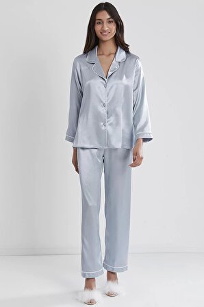 Pierre Cardin Kadın Saten Biyeli Pijama Takımı -1200 Mist