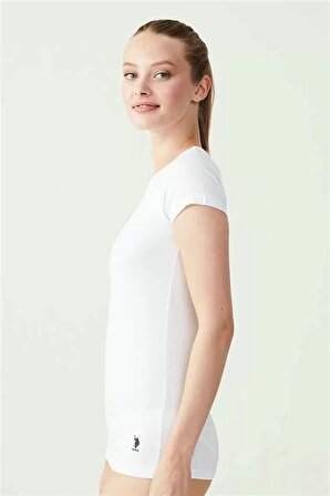 U.S. Polo Assn. Kadın Beyaz Kısa Kollu Yuvarlak Yaka T-Shirt
