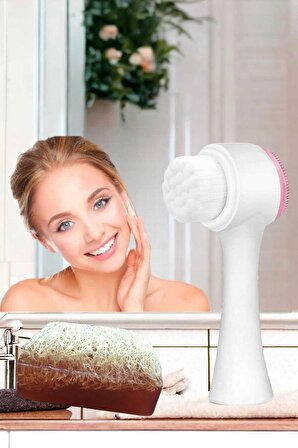 2'li Tüm Cilt Bakım Beyazlatıcı Set Kabak Lifli Kahveli Sabun Çift Taraflı Yüz Temizleme Fırçası