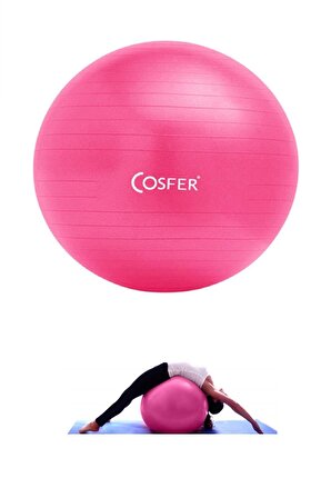 Pembe Pilates Topu 55 Cm Büyük Boy Jimnastik Egzersiz Pilates Topu