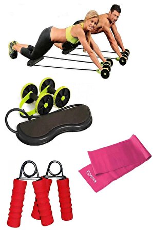 3'lü Set Ipli Tekerlekli Fitness Spor Aleti Pilates Bandı El Yayı Tüm Vücut Spor Aletleri