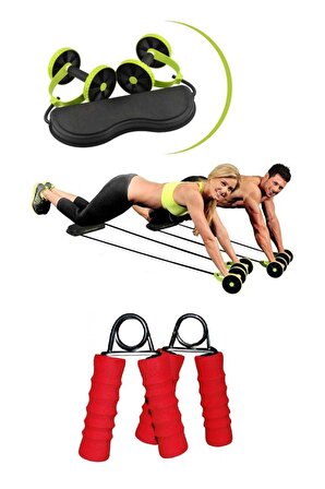 2'li Set Ipli Tekerlekli Kol Bacak Bel Karın Kası Fitness Spor Aleti El Parmak Güçlendirme El Yayı