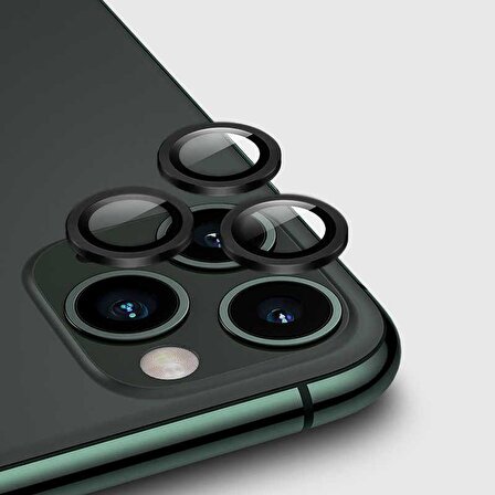 Apple iPhone 12 Mini 5.4'' Metal Çerçeveli Kamera Koruma Lensi Siyah