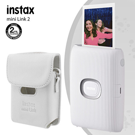 Instax Mini Link 2 Beyaz Akıllı Telefon Yazıcısı ve Deri Kılıf