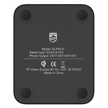 Philips Siyah 15W Kablosuz Dikey Hızlı Şarj Standı ve USB-A ve USB-C 20W PD Hızlı Şarj Adaptörü-DLP4326CB-DLP9212