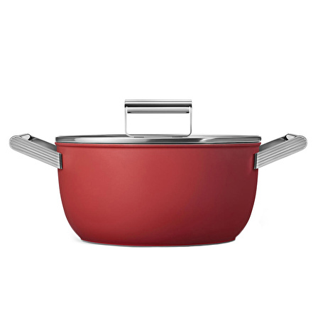 Smeg Cookware 50's Style Prima Plus 5'li Kırmızı Tencere&Tava Seti