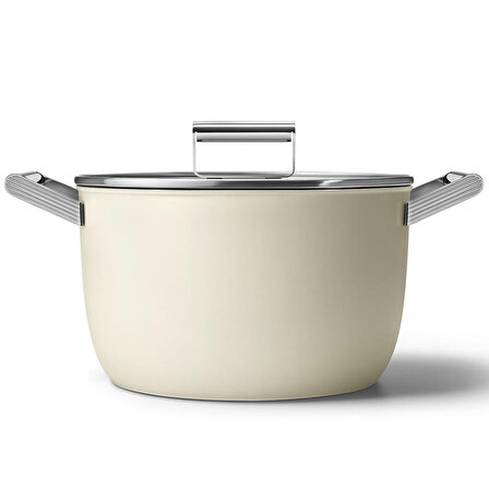 Smeg Cookware 50's Style Krem Grande Plus 7'li Tencere&Tava Seti