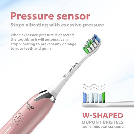 Wagner Stern Basınç Sensörlü Ultrasonik Beyazlatıcı Diş Fırçası - Rose Gold