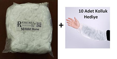 Renktaş 50 Adet tek kullanımlık tela bone (10 ad. kolluk hediye)