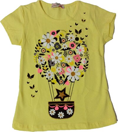 Kız Çocuk Çiçek Desenli Tişört