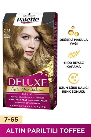Palette Deluxe Kit Saç Boyası  7-65 Altın Parıltılı Toffee