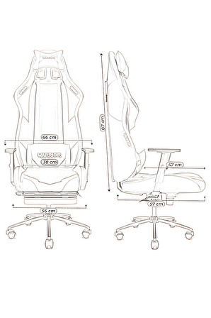 Warrior Scorpion Oyuncu Koltuğu - Antrasit - Ayak Uzatmalı Bilgisayar Sandalyesi - 1575C0517