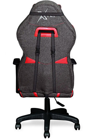 XFLY Vendetta Oyuncu Koltuğu Kırmızı Deri Gri Keten Kumaş Sabit Mekanizmalı Sandalye - 1509B0511