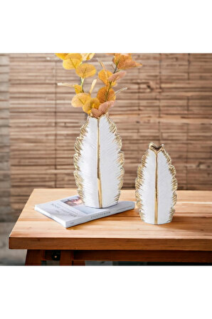 Yaprak vazo seti 2'li dekoratif aksesuar, biblo, vazo, hediyelik, ev dekorasyon