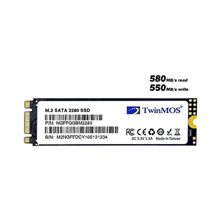Twinmos NGFFFGBM2280 M2 512 GB M.2 550 MB/s 580 MB/s SSD 
