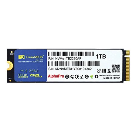 TwinMOS NVME1TB2280AP 1TB 3600-3250MB/s M.2 SSD Sabit Disk