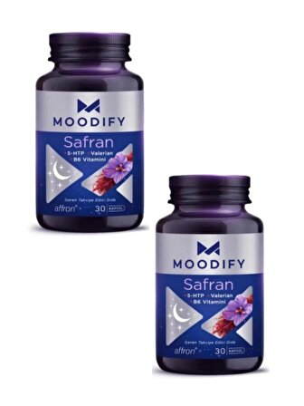 Moodify Safran 5 HTP Valerin Vitamin B6 30 Kapsül 2 Li İyi Geceler Paketi