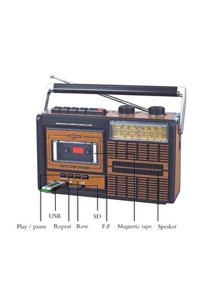 Nostaljik Müzik Kutusu Radyo Şarjlı Bluetooth Usb Sd Mp3 Pg 4410